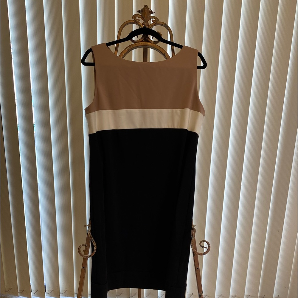 Nude/White/Black Office Dress